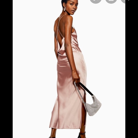 blush satin slip dress
